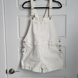 Old Navy Heavyweight Denim Ivory Overall Shorts.  Like new condition Size L